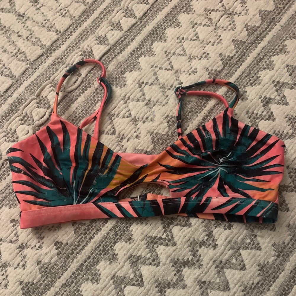 Pink floral swimsuit top